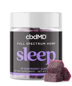 cbdMD, Sleep CBD Gummies, Raspberry, Full Spectrum, 30ct, 90mg THC + 600mg CBN + 1500mg CBD